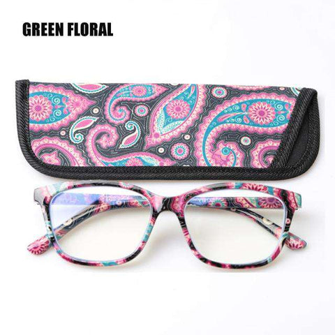 SOOLALA Printed Anti Blue Light Blocking Filter Glasses Women Eye Protection Computer Glasses Optical Frame Prescription