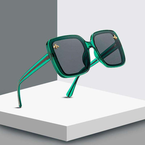 2019 Fashion Square Frame Bee Sunglasses Men Women Luxury Brand Designer Vintage Sun Glasses Vintage Shades Oculos ALIKIAI