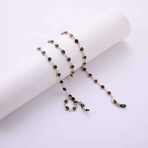 Teamer 78cm Black Crystal Beads Glasses Chains Gold Fashion Women Men Eyewear Accessories Sunglasses Lanyard Strap Cord