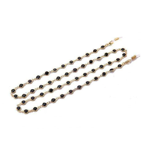 Teamer 78cm Black Crystal Beads Glasses Chains Gold Fashion Women Men Eyewear Accessories Sunglasses Lanyard Strap Cord