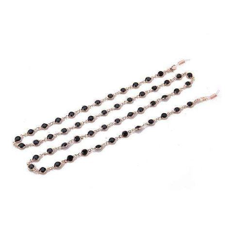 Teamer 78cm Black Crystal Beads Glasses Chains Gold Fashion Women Men Eyewear Accessories Sunglasses Lanyard Strap Cord
