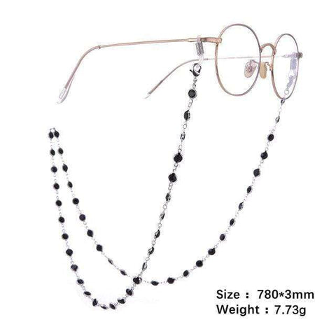 Teamer 78cm Black Crystal Beads Glasses Chains Gold Fashion Women Men Eyewear Accessories Sunglasses Lanyard Strap Cord