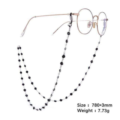 Teamer 78cm Black Crystal Beads Glasses Chains Gold Fashion Women Men Eyewear Accessories Sunglasses Lanyard Strap Cord