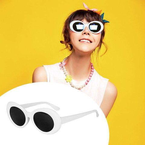 New Design Fashion Retro Clout Goggles Women Glasses Oval Bold Mod Thick Framed Sunglasses White For Outdoor