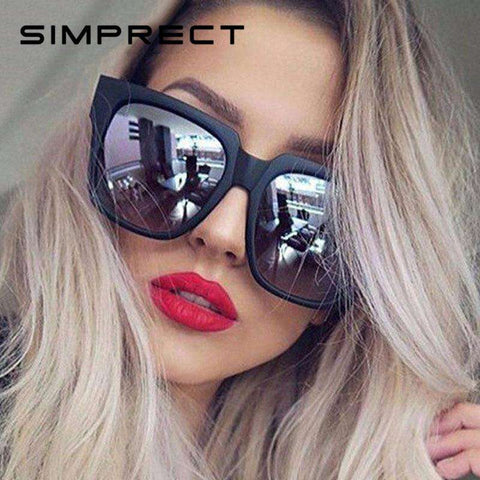 SIMPRECT Oversized Sunglasses Women 2019 Luxury Vintage Retro Sunglasses Square Big Sun Glasses Shades For Women Zonnebril Dames