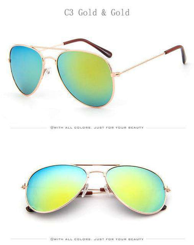Retro Children Aviation Sunglasses UV400 Gold Frame Glasses Child Kids UV400 Pilot Sun glasses Outdoor Eyewear Girls Boys