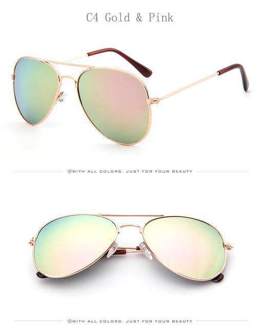Retro Children Aviation Sunglasses UV400 Gold Frame Glasses Child Kids UV400 Pilot Sun glasses Outdoor Eyewear Girls Boys