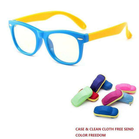 Zerosun Computer Glasses for Children Boys Girls Blocking Blue Light Eyewear Silicone Anti Reflect UV400 Case Free Kids Eyeglass