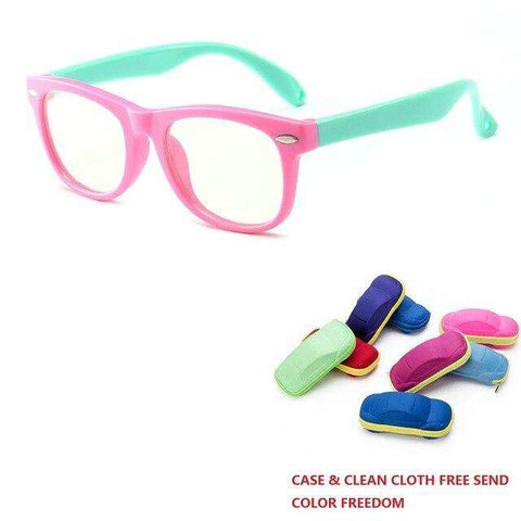 Zerosun Computer Glasses for Children Boys Girls Blocking Blue Light Eyewear Silicone Anti Reflect UV400 Case Free Kids Eyeglass