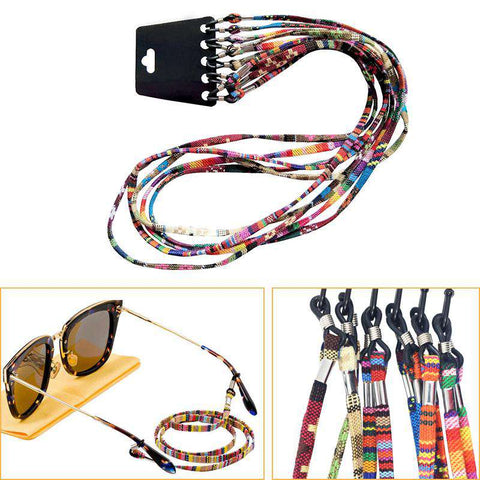 5Pcs Colorful Cotton Sunglasses Strap Eyeglass Chain Cord Reading Glasses Chain String Holder Neck Cord Eyewear Glasses Necklace