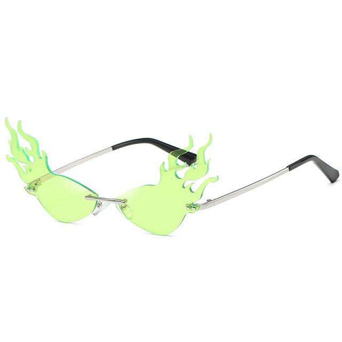 Fashion Fire Wave Flame Sunglasses Women Men Rimless Sun Glasses Eyewear Luxury Trending Wide Side Party Sunglasses Streetwear