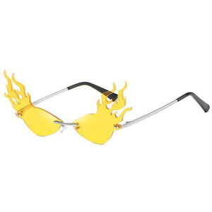 Fashion Fire Wave Flame Sunglasses Women Men Rimless Sun Glasses Eyewear Luxury Trending Wide Side Party Sunglasses Streetwear
