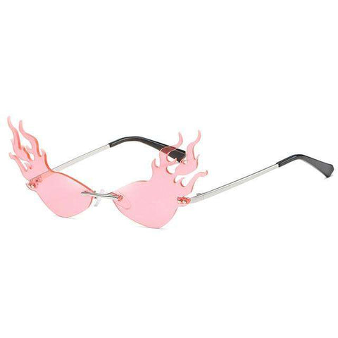 Fashion Fire Wave Flame Sunglasses Women Men Rimless Sun Glasses Eyewear Luxury Trending Wide Side Party Sunglasses Streetwear
