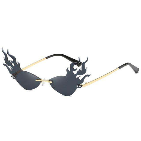 Fashion Fire Wave Flame Sunglasses Women Men Rimless Sun Glasses Eyewear Luxury Trending Wide Side Party Sunglasses Streetwear
