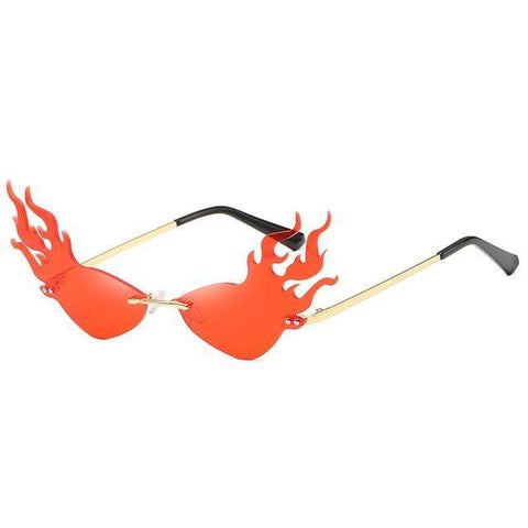 Fashion Fire Wave Flame Sunglasses Women Men Rimless Sun Glasses Eyewear Luxury Trending Wide Side Party Sunglasses Streetwear