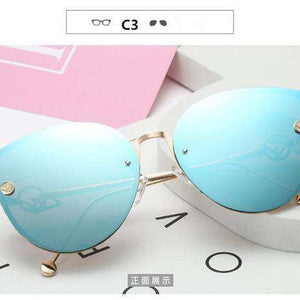 CURTAIN Luxury Lady Cat Eye Sunglasses Women Brand Designer Mirror Rimless Vintage Black Gradient Sun Glasses For Female UV400