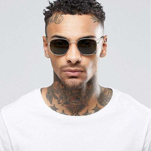 2020 Square Sunglases Men Hexagon Sun glasses Mannen Women Metal Frame Fishing Glasses Gold gray Eyewear lentes de sol hombre