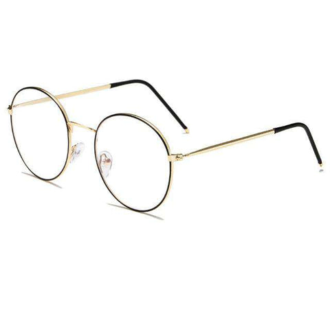 Elbru Vintage Retro Round Metal Spectacles Frame Women Men Anti Blue Light Ray Blocking Eye Glasses Frames Clear Lens Eyewear