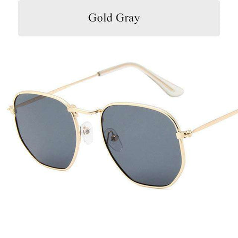 Oulylan Fashion Sunglasses Women Brand Designer Small Polygon Clear Lens Men Vintage Sun Glasses Hexagon Metal Frame
