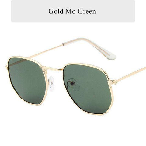 Oulylan Fashion Sunglasses Women Brand Designer Small Polygon Clear Lens Men Vintage Sun Glasses Hexagon Metal Frame