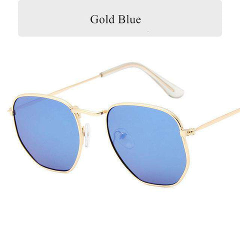 Oulylan Fashion Sunglasses Women Brand Designer Small Polygon Clear Lens Men Vintage Sun Glasses Hexagon Metal Frame