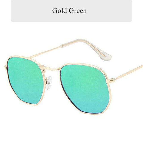 Oulylan Fashion Sunglasses Women Brand Designer Small Polygon Clear Lens Men Vintage Sun Glasses Hexagon Metal Frame