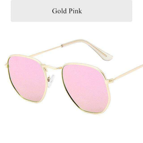 Oulylan Fashion Sunglasses Women Brand Designer Small Polygon Clear Lens Men Vintage Sun Glasses Hexagon Metal Frame