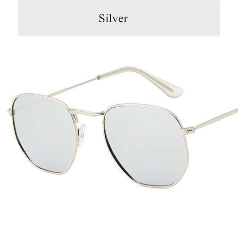 Oulylan Fashion Sunglasses Women Brand Designer Small Polygon Clear Lens Men Vintage Sun Glasses Hexagon Metal Frame