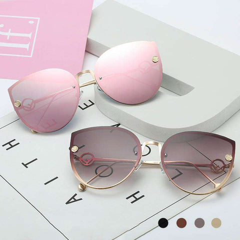 2020 Brand Cat Eye Sunglasses Women MOLNIYA Design Metal Frame Mirror Sun Glasses Vintage Rimless Gradient Glasses For Female