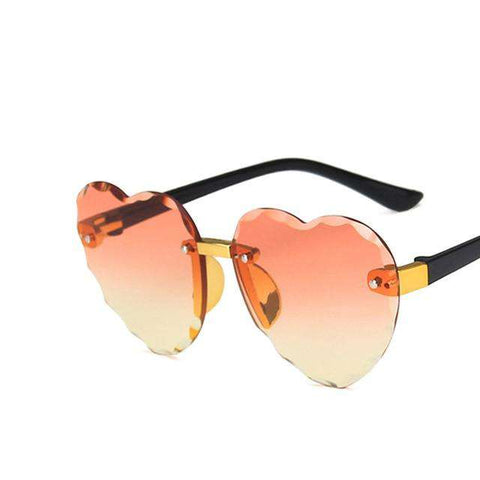 Child Cute Heart Rimless Frame Sunglasses Children Kids Gray Pink Red Lens Fashion Boys Girls UV400 Protection Eyewear