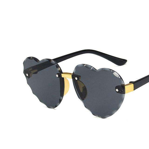 Child Cute Heart Rimless Frame Sunglasses Children Kids Gray Pink Red Lens Fashion Boys Girls UV400 Protection Eyewear