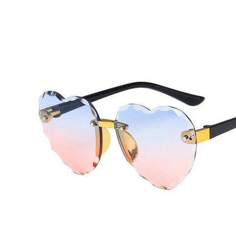 Child Cute Heart Rimless Frame Sunglasses Children Kids Gray Pink Red Lens Fashion Boys Girls UV400 Protection Eyewear