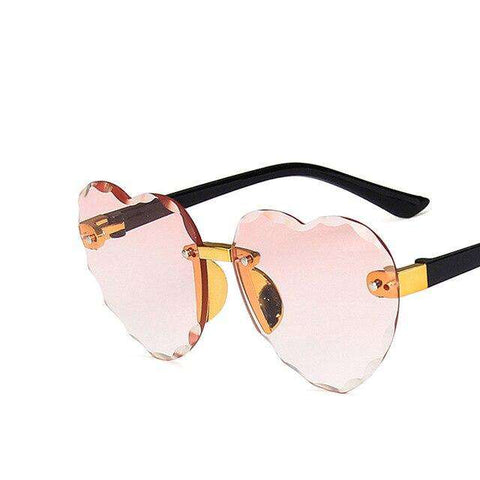Child Cute Heart Rimless Frame Sunglasses Children Kids Gray Pink Red Lens Fashion Boys Girls UV400 Protection Eyewear