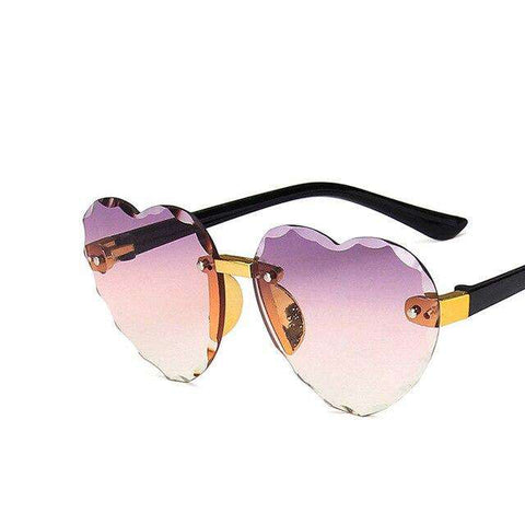 Child Cute Heart Rimless Frame Sunglasses Children Kids Gray Pink Red Lens Fashion Boys Girls UV400 Protection Eyewear