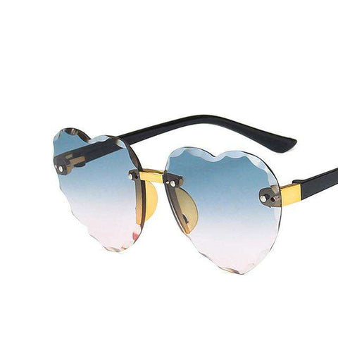 Child Cute Heart Rimless Frame Sunglasses Children Kids Gray Pink Red Lens Fashion Boys Girls UV400 Protection Eyewear
