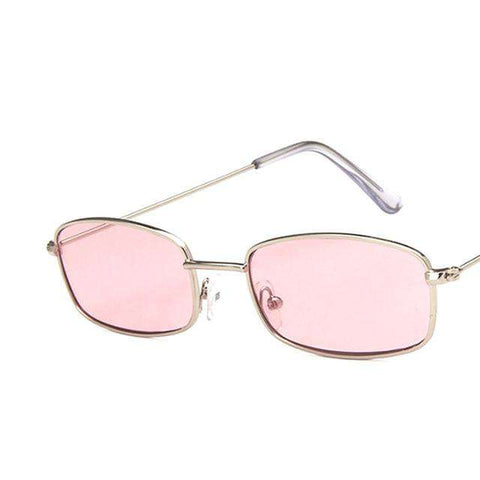 HAPTRON Small Rectangle Sunglasses Men Women Retro Metal Frame Yellow Red Vintage Tiny Female Sun Glasses UV400