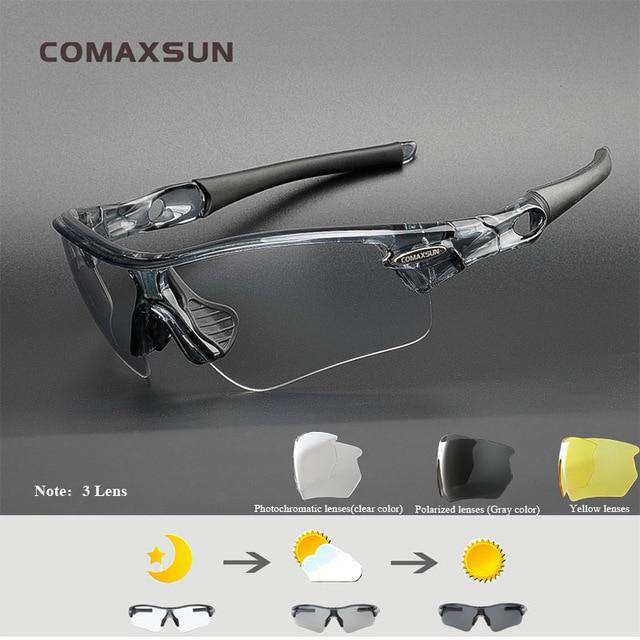 COMAXSUN Photochromic Cycling Glasses Discoloration Glasses MTB Road Bike Sport Sunglasses Bike Eyewear Bicycle Goggles 2 Style