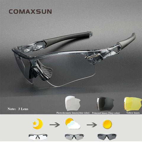 COMAXSUN Photochromic Cycling Glasses Discoloration Glasses MTB Road Bike Sport Sunglasses Bike Eyewear Bicycle Goggles 2 Style