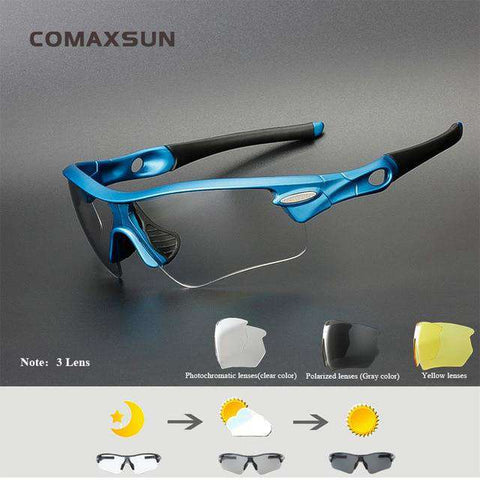 COMAXSUN Photochromic Cycling Glasses Discoloration Glasses MTB Road Bike Sport Sunglasses Bike Eyewear Bicycle Goggles 2 Style