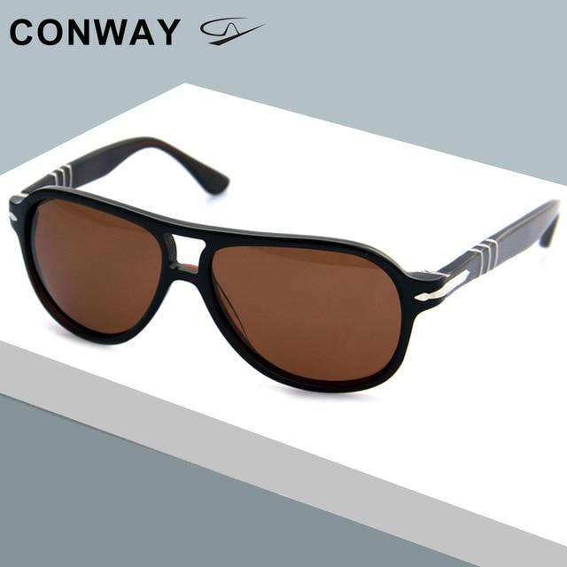Conway Men Polaroid Sunglasses Pilot Style Driving Glasses Anti Glare Personal Sun Glasses Brand Design Acetate Frame UV Block