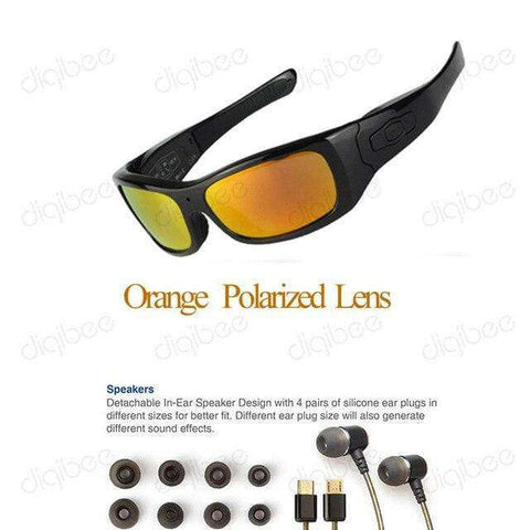 TR90 Eyewear Sports Cam OTG HD 1080P Polarized Sunglasses Mini Camera Glasses Video Recorder, Stereo Bluetooth Headset with Mic