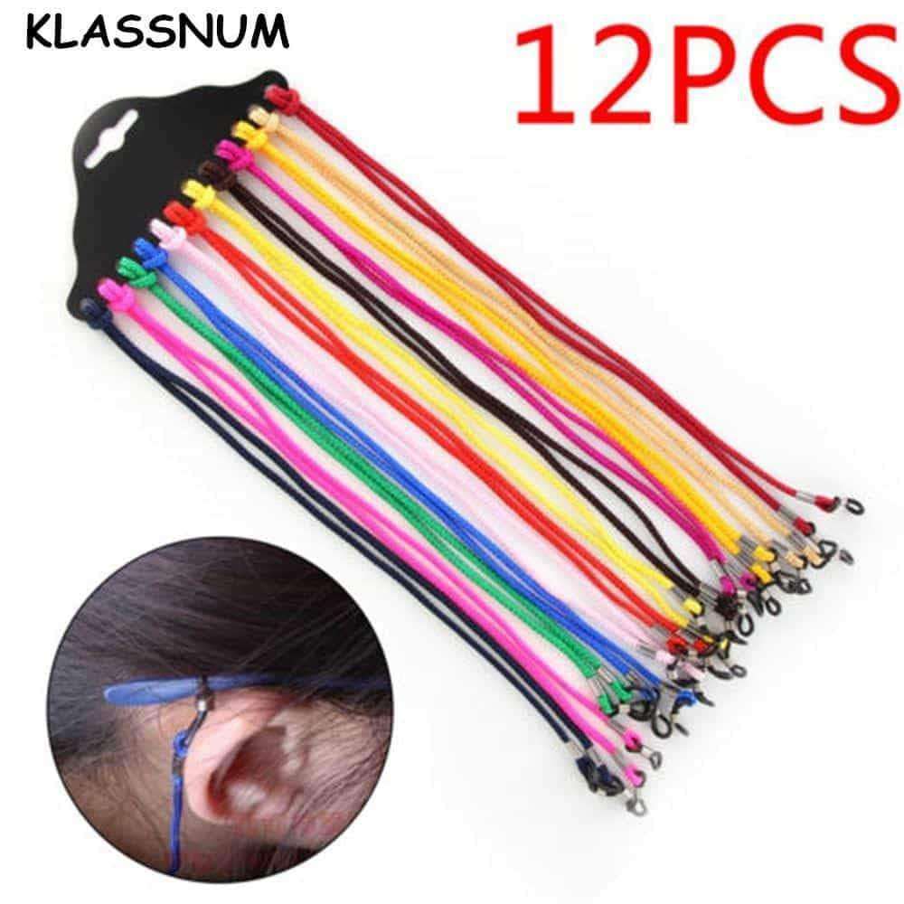 12PCS Nylon Glasses String Cordon Lunettes Chaines Stretch Sunglasses Rope Eyeglass Cords Chains Glasses Accessories