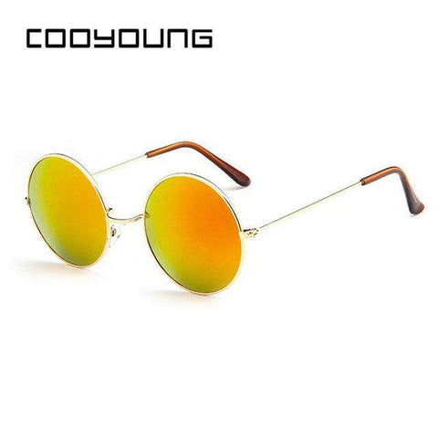 COOYOUNG Classic Round Sunglasses Men Women Small Vintage Retro Glasses Women Driving Metal Eyewear Sun Glasses UV400