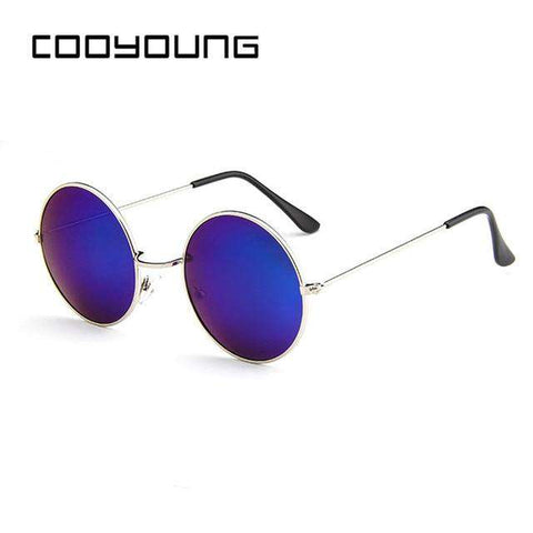 COOYOUNG Classic Round Sunglasses Men Women Small Vintage Retro Glasses Women Driving Metal Eyewear Sun Glasses UV400