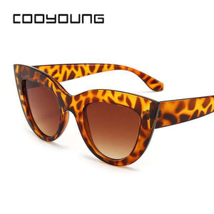 COOYOUNG Vintage Sunglasses Women Cat eye Sunglass Retro Brand Designer Sun glasses Female Pink Mirror Eyewear