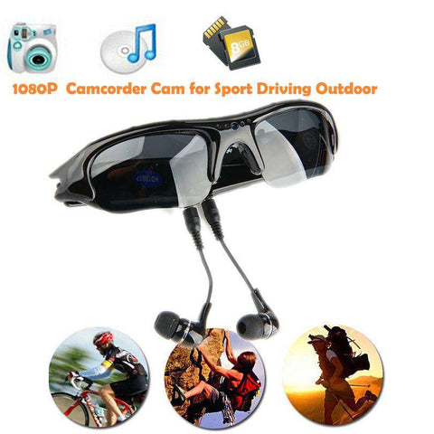 Eyewear Sunglasses Camera Support TF Card Music Video Recorder DVR DV MP3 Camcorder Bluetooth  Music glasses with earphone