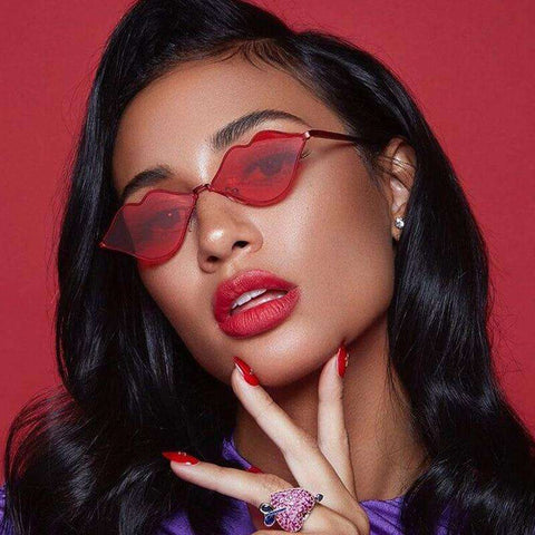 Sexy Red Lips Sunglasses 90S Hippie Vintage sun galsses for Women Festival Rave Party Sun Glasses Ladies Eyeglasses