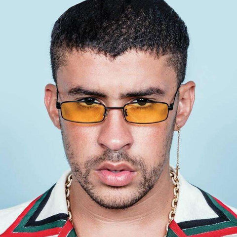 HAPTRON Small Rectangle Sunglasses Men Women Retro Metal Frame Yellow Red Vintage Tiny Female Sun Glasses UV400