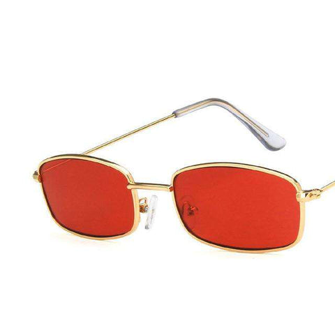 HAPTRON Small Rectangle Sunglasses Men Women Retro Metal Frame Yellow Red Vintage Tiny Female Sun Glasses UV400