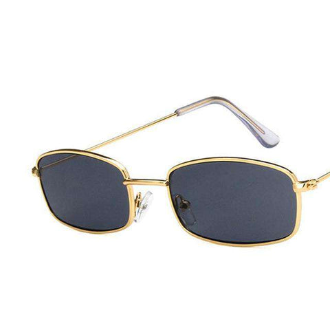 HAPTRON Small Rectangle Sunglasses Men Women Retro Metal Frame Yellow Red Vintage Tiny Female Sun Glasses UV400
